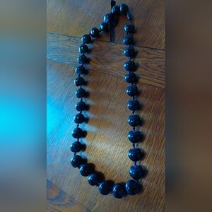 Hawaiian Ku Kui Bead Necklace Black Hawaii Lei 32"